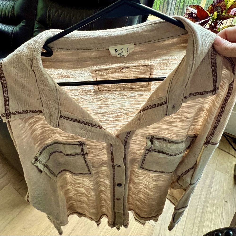 Pol tan size small shacket you can size down one.